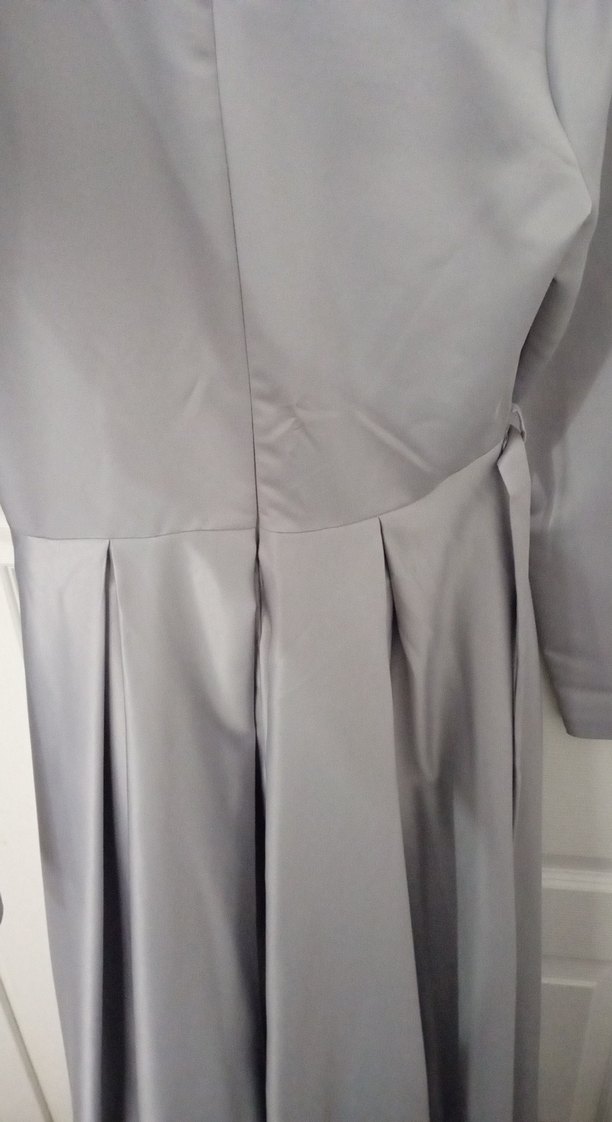 Gri Drapeli Uzun Kadın Elbise - Görsel 5