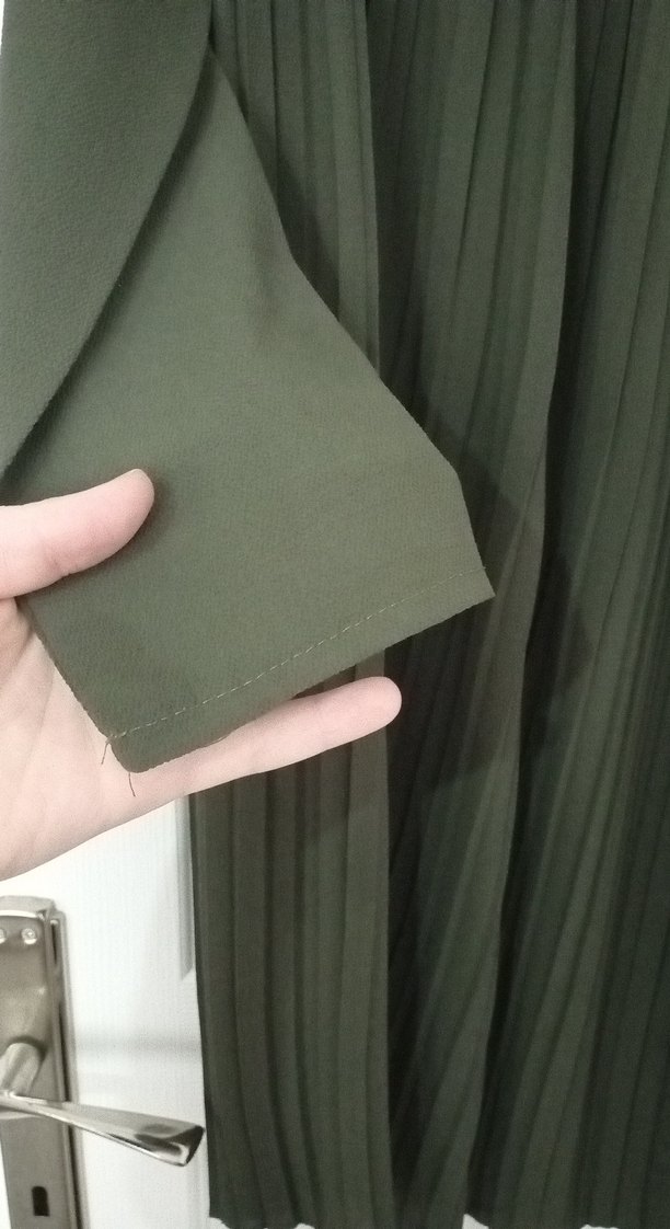 Kadın Koyu Haki Pilili Uzun Keten Tunik - Görsel 5