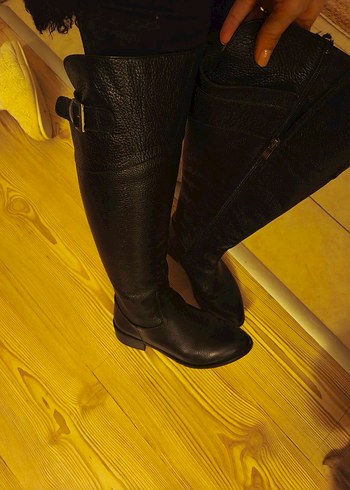 Ecenin Butigi Siyah Hakiki Deri Kadın Çizme - Görsel 6