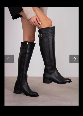 Ecenin Butigi Siyah Hakiki Deri Kadın Çizme - Görsel 3