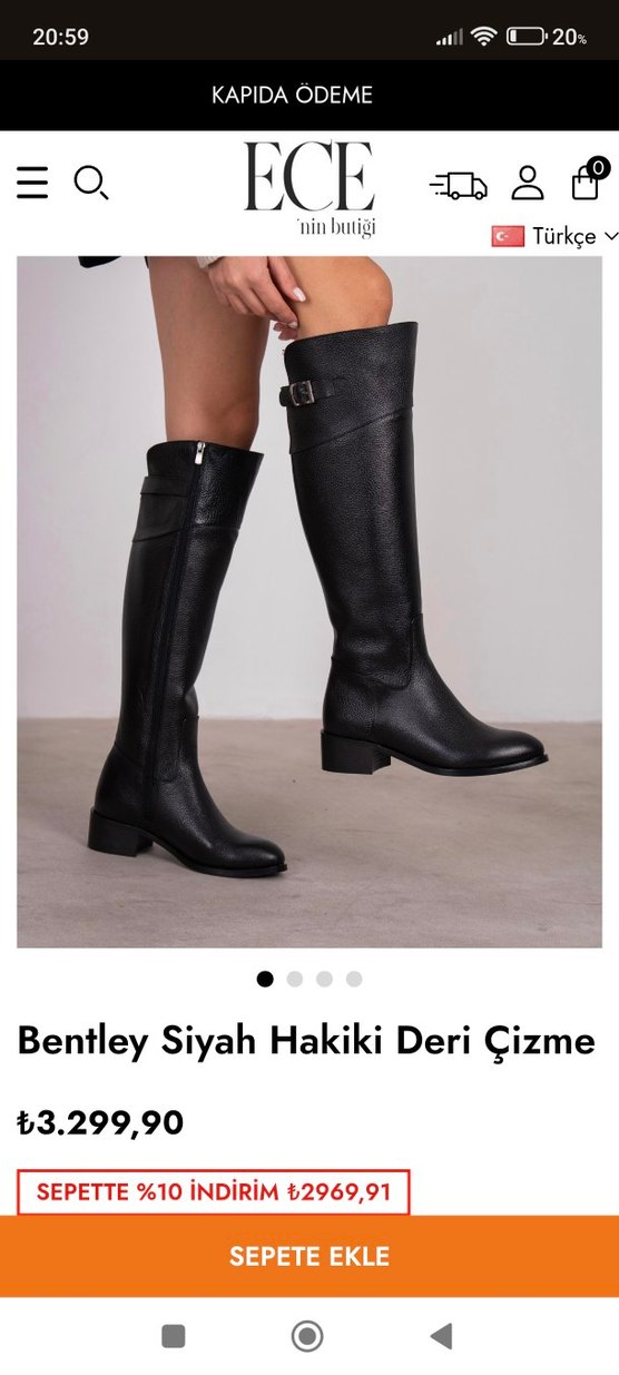 Ecenin Butigi Siyah Hakiki Deri Kadın Çizme - Görsel 2