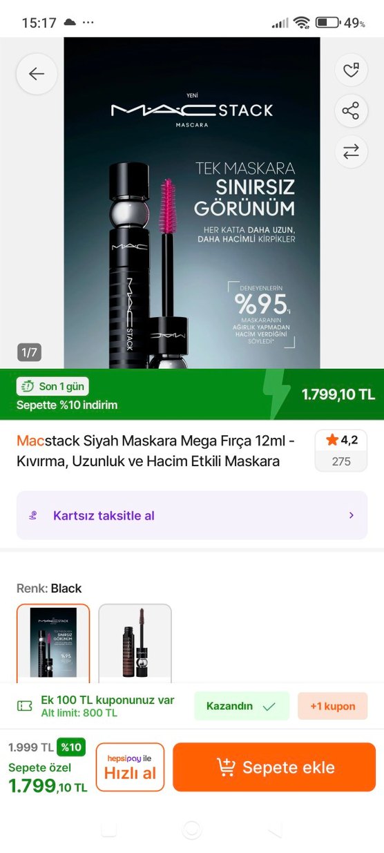 MAC Stack Siyah Maskara - Görsel 4