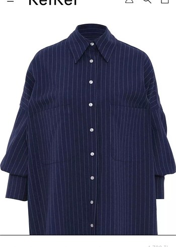 Keikei Düğmeli Lacivert Kadın Gömlek - Görsel 2