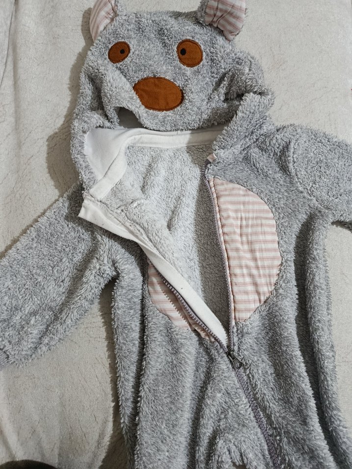 Gri Örgü Bebek Tulumu - Görsel 3