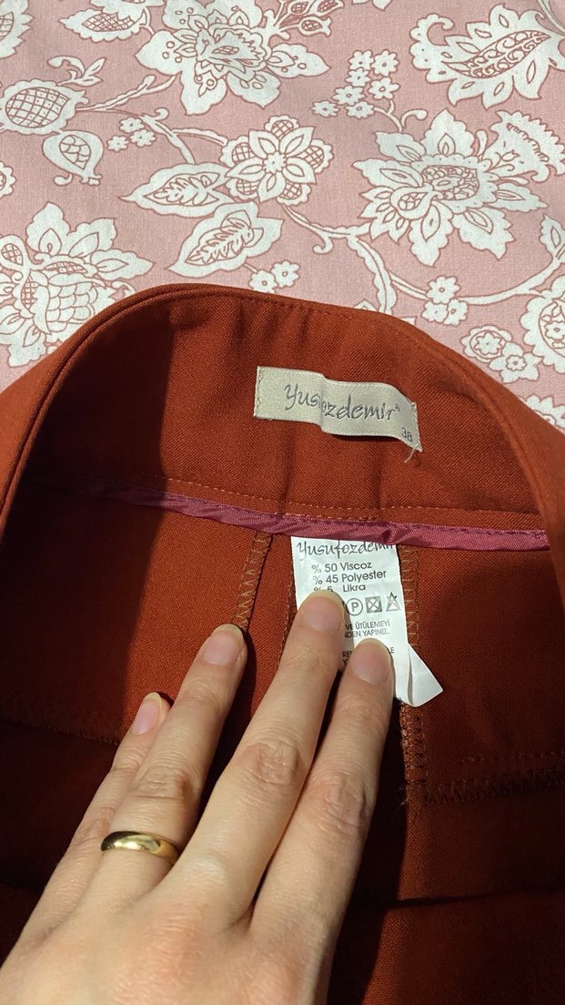 Düğmeli Kahverengi Midi Kadın Kumaş Pantolon - Görsel 3