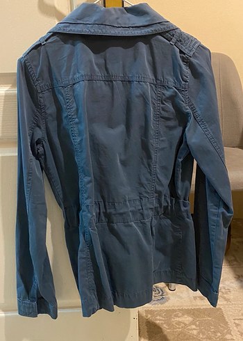 Oxxo Kemerli Lacivert Kot Trençkot - Görsel 2