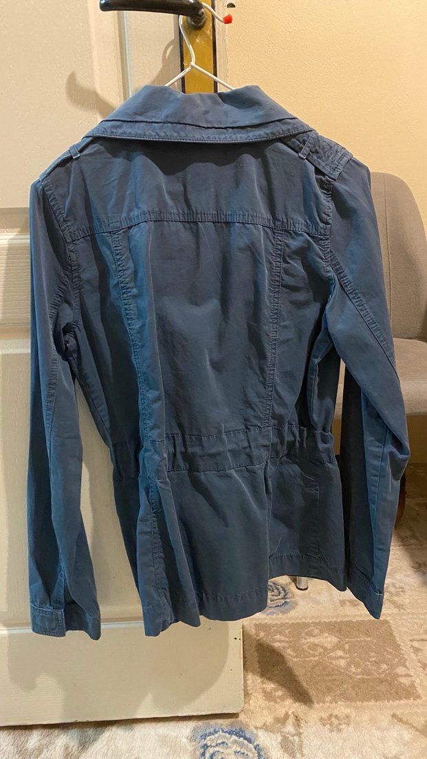 Oxxo Kemerli Lacivert Kot Trençkot - Görsel 2