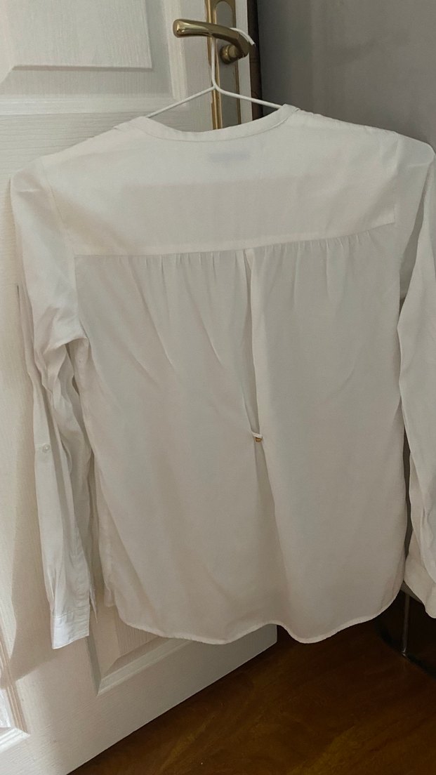 Bershka Uzun Kollu Ekru V Yakalı Kadın Gömlek - Görsel 2