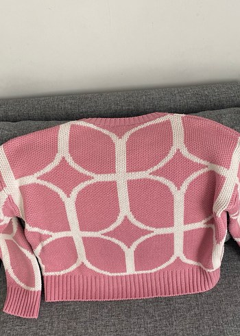 Pembe Desenli Triko Kadın Kazak - Görsel 3