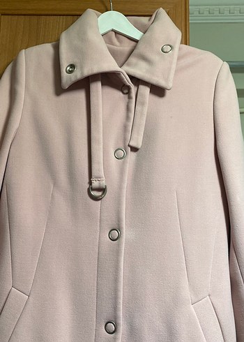 Pudra Renkli Düğmeli Kadın Kaban - Görsel 2