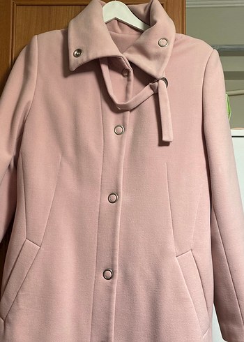 Pudra Renkli Düğmeli Kadın Kaban - Görsel 4