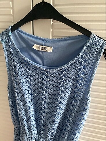 Mavi örme elbise - Görsel 2