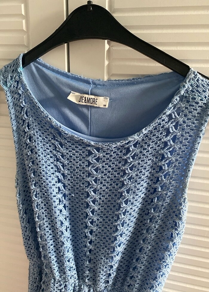 Mavi örme elbise - Görsel 2