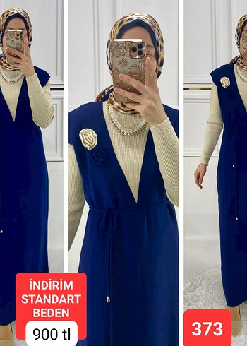 universal Beden Uzun tesettür Triko Elbise Takım