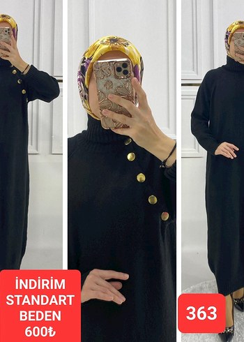universal Beden Düğmeli Beyaz Triko Uzun Elbise