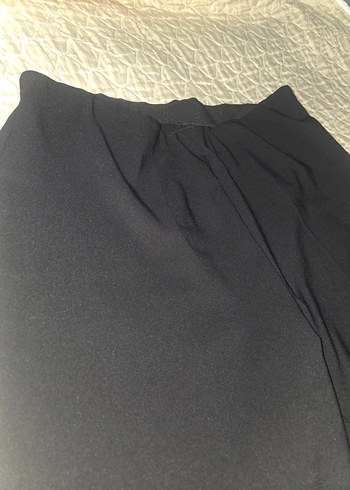 Diğer Siyah Beli lastikli krep kumaş pantolon