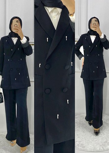Siyah Astarlı Blazer Ceket Takım
