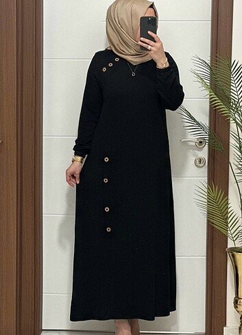 Tesettür düğmeli elbise kod 1777Ş