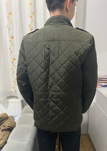 Fermuarlı ve Düğmeli Koyu Yeşik  Mont - Görsel 2