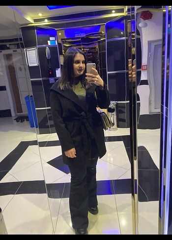 Siyah Midi Kadın Kabanı - Görsel 2