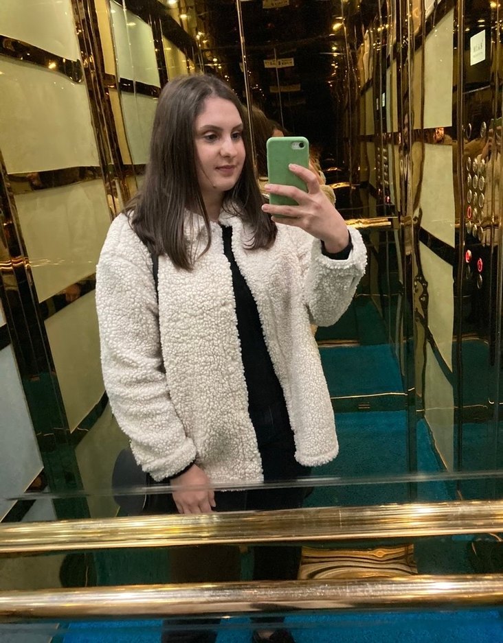 Beyaz Peluş Rahat Kesim Kadın Mont - Görsel 2