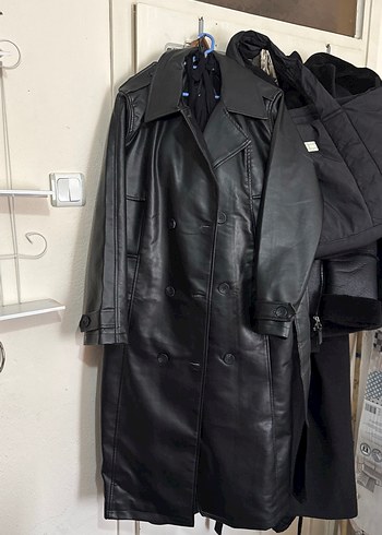 Düğmeli Siyah Deri Kadın Ceket - Görsel 2