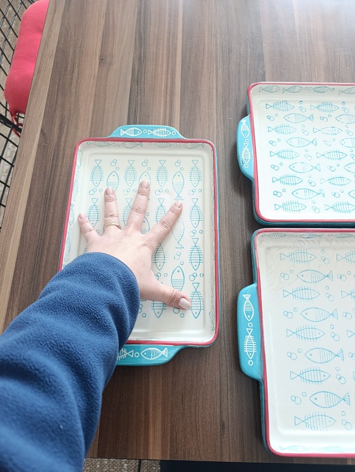 Mavi Balık Desenli Renkli Fırın Kapları Seti - Görsel 2