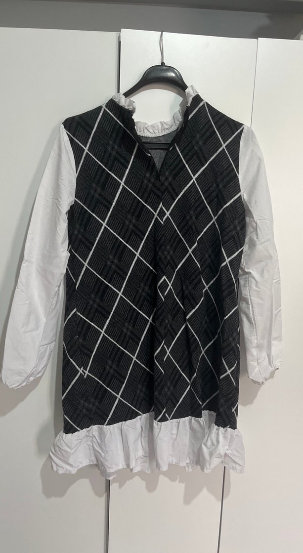 Ekose desenli gömlek elbise - Görsel 2