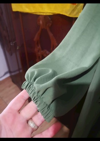 Uzun Kollu yeşil i Fermuarlı Kadın Tunik - Görsel 3