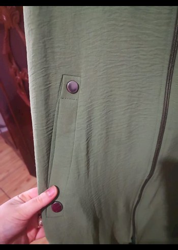 Uzun Kollu yeşil i Fermuarlı Kadın Tunik - Görsel 4