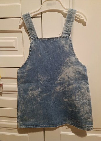 Kız Çocuk Renkli Baskılı Denim Elbise - Görsel 2