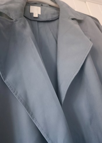 Mavi Uzun Kadın Trençkot - Görsel 4