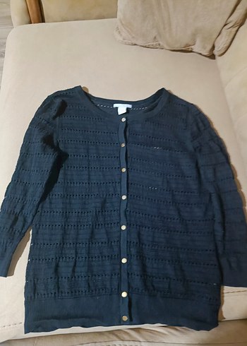 Düğmeli Siyah Kadın Hırka - Görsel 2