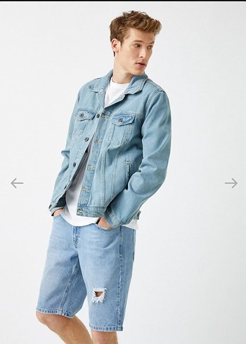 Düğmeli Açık Mavi Erkek Denim Ceket - Görsel 4