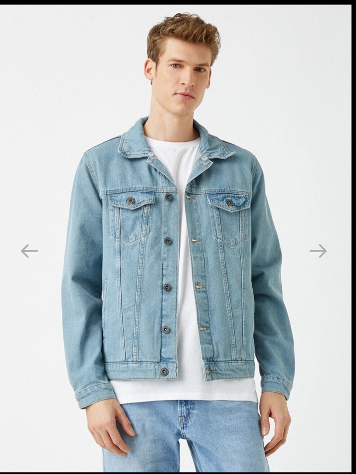 Düğmeli Açık Mavi Erkek Denim Ceket - Görsel 5