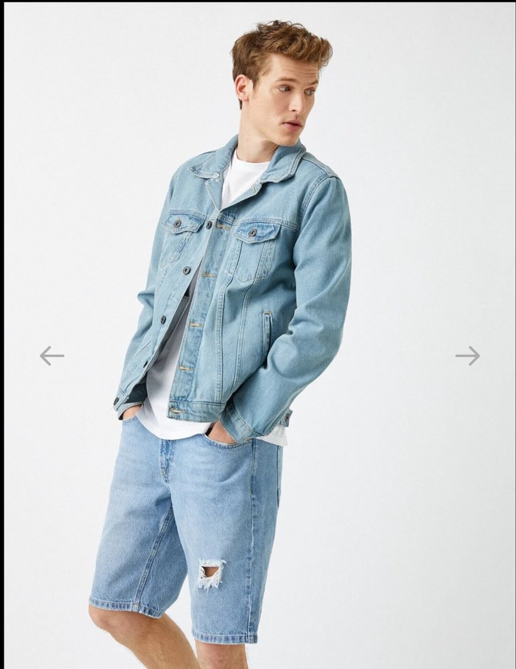 Düğmeli Açık Mavi Erkek Denim Ceket - Görsel 4