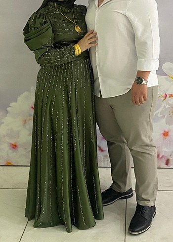 Uzun, Drapeli, Kadın Abiye Elbise 46 beden şal dahil