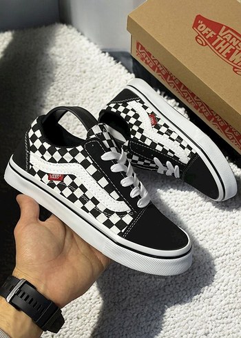Kadın Siyah Beyaz Kareli Vans Sneakers