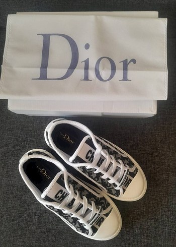 Dior Beyaz Gri Desenli Kadın Spor Ayakkabı