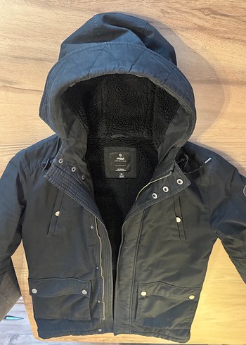 Mavi Marka Siyah Uzun Mont içi Polarlı - Görsel 5