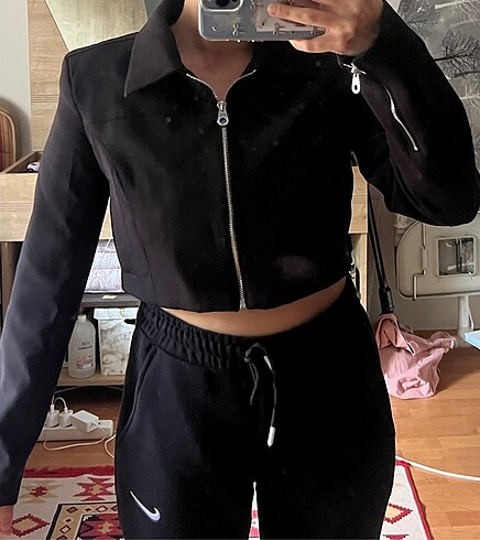 s Beden siyah Renk Pull and bear crop ceket