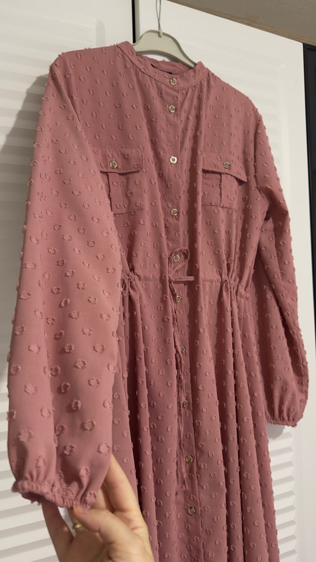 Pembe Nakışlı Düğmeli Hamile Ceketi - Görsel 3