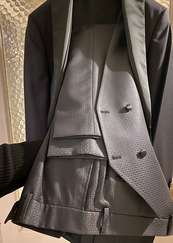 Düğmeli Siyah Erkek Takım Elbise Damatlık - Görsel 3