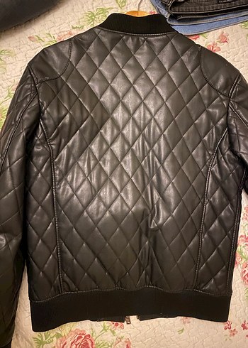 Siyah Deri Kadın Biker Ceket - Görsel 5