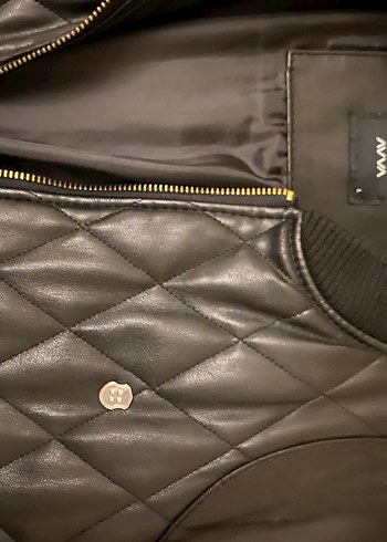 Siyah Deri Kadın Biker Ceket - Görsel 2