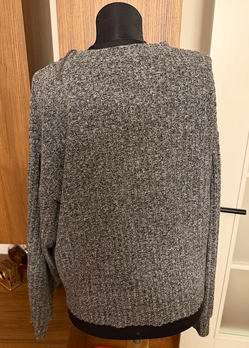 Gri Uzun Kollu Örgü Kadın Kazak - Görsel 2