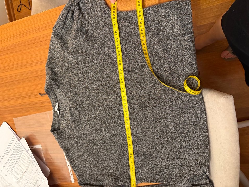 Gri Uzun Kollu Örgü Kadın Kazak - Görsel 4