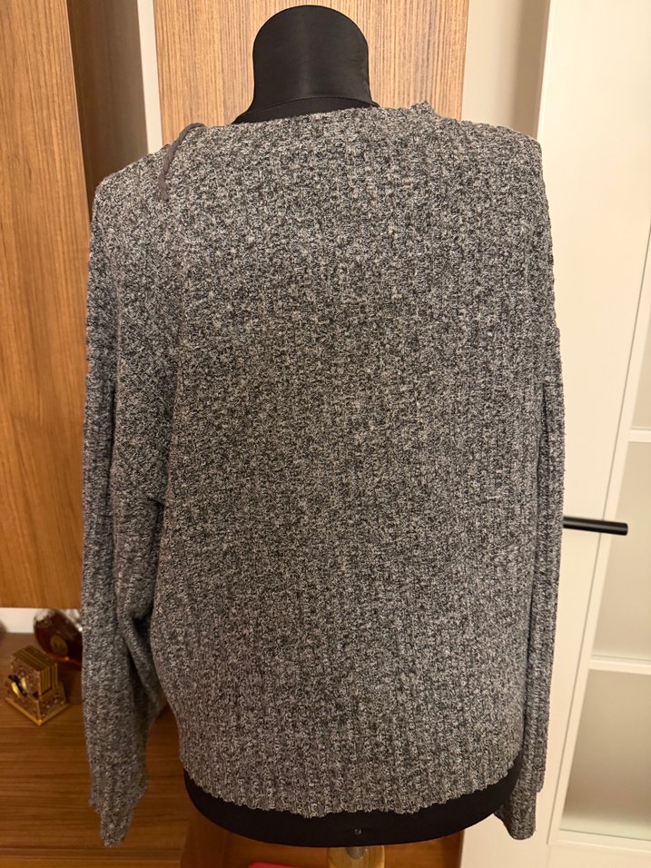 Gri Uzun Kollu Örgü Kadın Kazak - Görsel 2