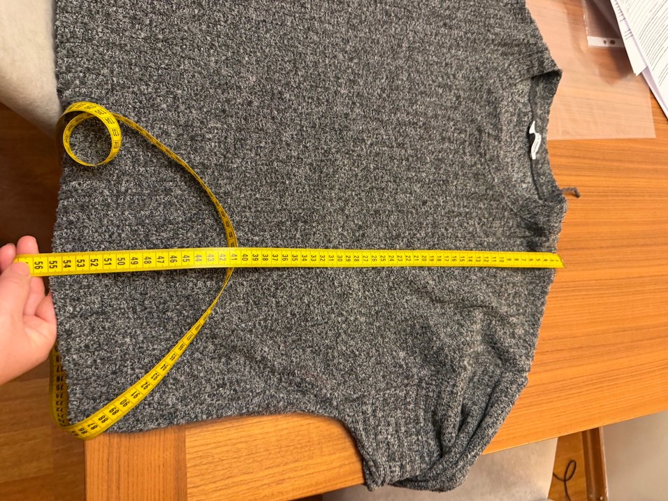 Gri Uzun Kollu Örgü Kadın Kazak - Görsel 5