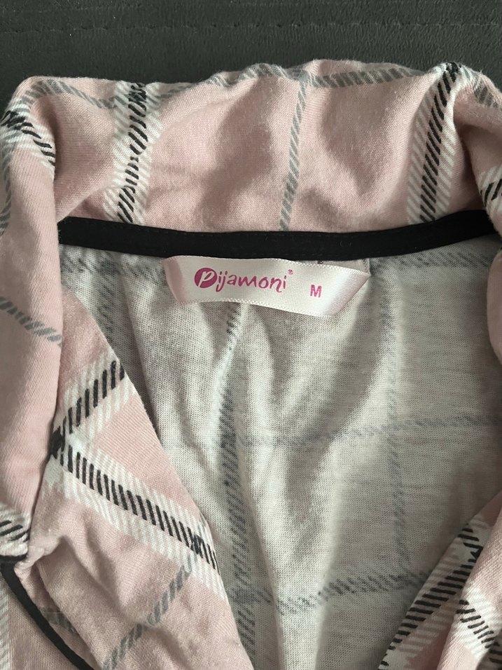 Pembe Ekose Kadın Kısa Kollu Mini Pijama Takımı - Görsel 3